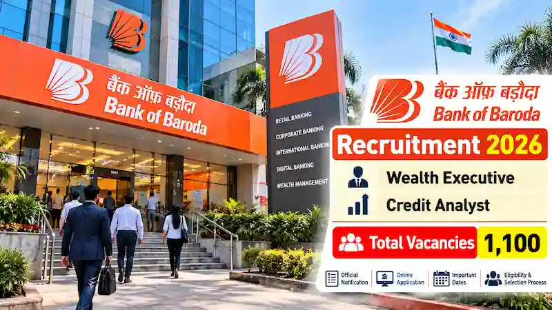 Major recruitment for 1,100 vacancies in Bank of Baroda, apply online for Wealth Executive and Credit Analyst posts